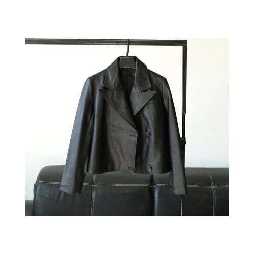 2021Spring Genuine Leather Jacket Women Fashion Real Sheepskin Coat Rivet Motorcycle Female Sheep Leather Coat