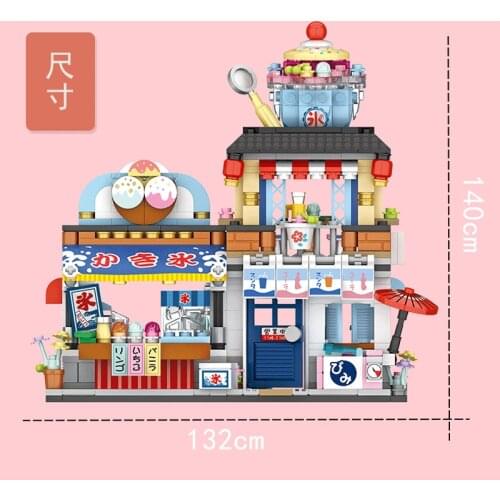 LOZ MINI Blocks 668pcs+STREET views japan foods /ice shop/tako yaki creative assembly Relaxing toys Brinqueos funny конструктоp