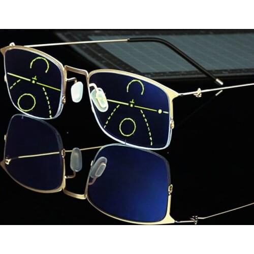 Finished Progressive Multifocal Reading Glasses Men Women See Near Far Farsighted readers reading Glasses Anti Blue Metal Frame