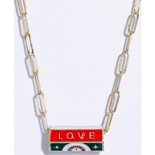 Fashion Love Letter Pendant Necklace Gold Long Choker Copper Geometry Charm Evil Eye Party Necklaces Gift Jewelry For Women