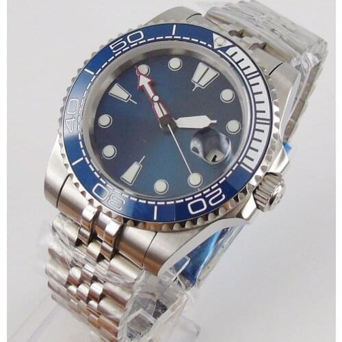 Classic Self Windng Business 40mm Men Watch MIYOTA 8215 Movement blue Bezel Insert Mental Jubilee Bracelet