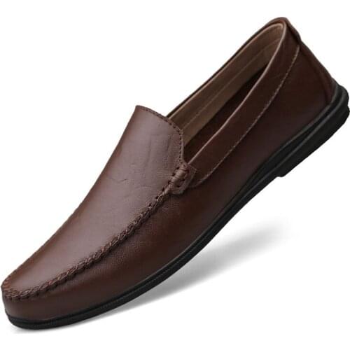 2020 Casual Shoes For men Slip on Flats Mens Shoes brown color Man Shoes Handmade leather summer big sizes 46