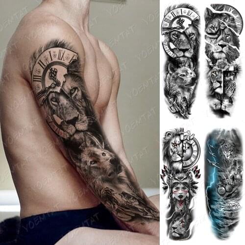 False Hand Shoulder Tattoo Sleeve Body Transfer Tattoos Temporary Anime Transfer Outer Space Dragon Snake Wolf Tatto Sleeve Men