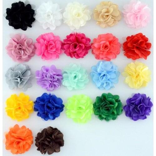 Nishine 60pcs/lot Satin Mesh Flowers DIY Kids Hair Accessory Boutique Wedding Decoration Flower Hair Flower Accessories