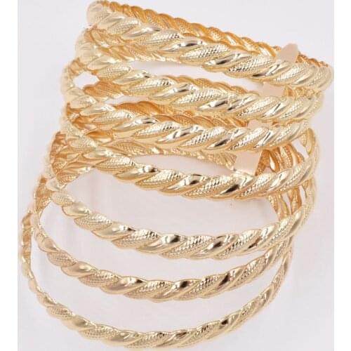 NEW High Quality Ltaly 750 Gold color Jewelry Set For Women african beads fashion Bracelet Ring jewelry