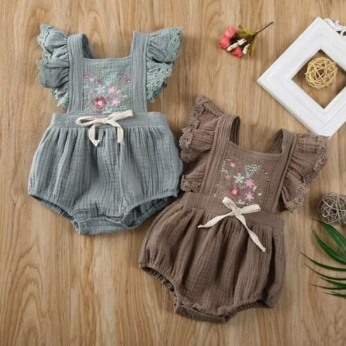New Fashion Cute Newborn Baby Girl Sleeveless Romper Jumpsuit Cotton Blend Bodysuit Flowers Outfit Baby Unisex Clothes 0-18M