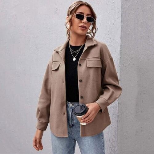 Autumn Woolen Coat Women Button Winter Coat Jacket Women Wool Blend Coats For Women Female 2021 Pocket Jacket Ladies