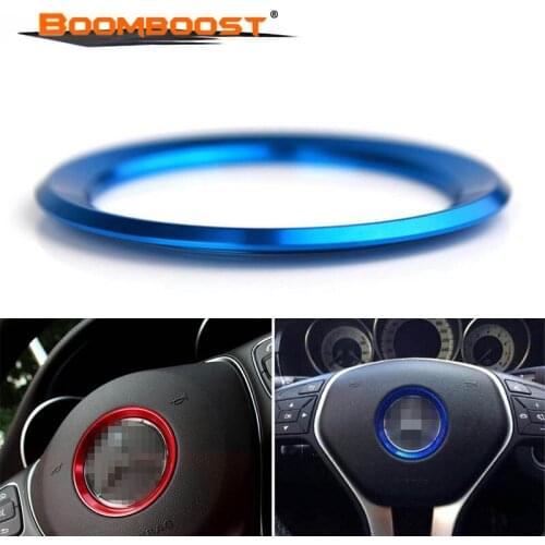 Steering Wheel Trim Circle Ring Cover Trim Sticker FOR Benz new C class CLA GLE GLC red blue for choice Small