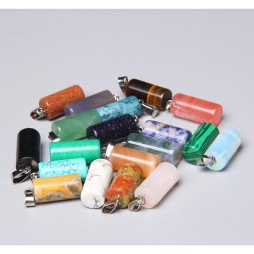 5pcs Column Shape Semi-precious Stone Pendant Natural Agates Crystal Necklace Pendants for DIY Charm Necklace Jewelry Making