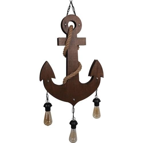 Vedemo Anchor 3 PCs Rustic Roped Wooden Chandelier Large light stylish RESTAURANT SEA ANCHOR SHIP LOUNGE living room Wooden Chandelier