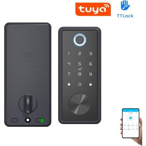 TTLock Or Tuya APP Smart Remote Control Fingerprint Biometrics Password Card Code US Deadbolt Automatic Latch Lock