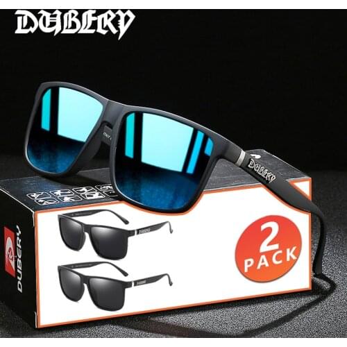 2 PACK DUBERY Brand Mens Fashion Casual Style Polarized Sunglasses Outdoor Sun Glasses Mens Goggles UV400 Lens Protection