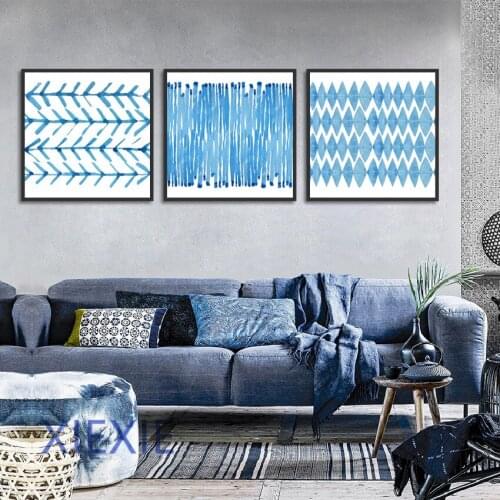 Modern Nordic Abstract Light Blue Minimalist Wall Art Posters Canvas Pictures For Living Room Bedroom Decorative Painting Unfral