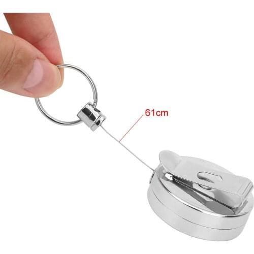 Telescopic Car Key Ring Wire Rope Key Chain Clip Anti-theft Keychain Pull Keyring Retracting 60cm Extendable Metal Wire