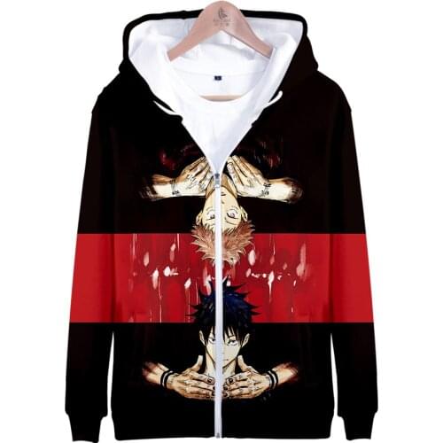 Japan Anime Jujutsu Kaisen 3D Hoodie Zipper Hoodies Women/Men Long Sleeve Hooded Sweatshirt Harajuku Streetwear Oversized Hoody