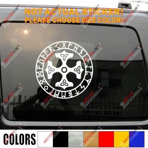 Triple Horn of Odin Rune Circle Knot Decal Sticker Runic Norse Viking Car Vinyl