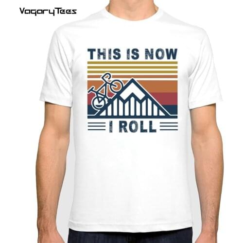 Vintage Men T-Shirts This Is How I Roll Bicycle Road Biker Graphics T-Shirt White Boy Casual Top Tees Hip-hop Streetwear Tees