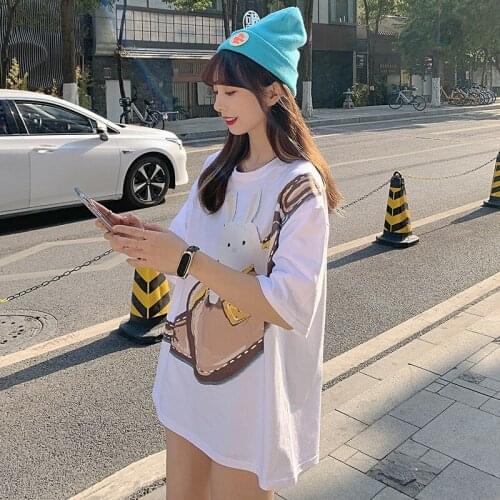 Summer T Shirt Women Cotton Fresh College Sweethearts Render Garment Summer Loose Short Sleeve T-shirt Harajuku Tshirt WBX21105