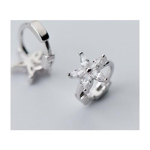 MloveAcc 2019 New 100% Real 925 Sterling Silver Luminous CZ Star Hoop Earrings for Women Making Silver Earrings Gift