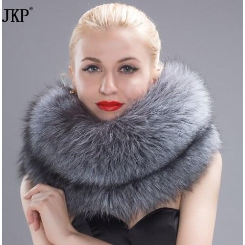 Authentic fox fur knitted multicolour scarf womens genuine leather collar magnetic buckle winter fashion collar ring HW-10