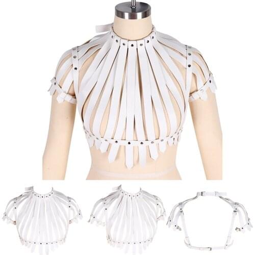 Punk Red Leather Harness Belt Corset Womens Underwear Tops Crop Garters Dress Pole Dance Goth Accessories Sexy Lingerie