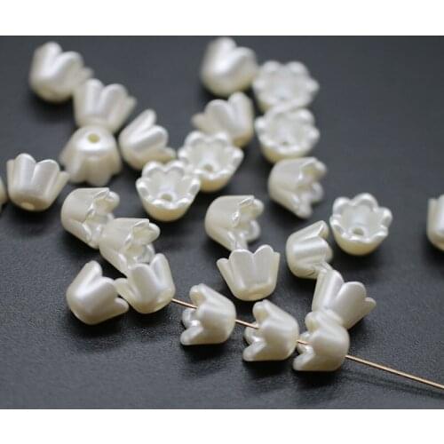 100 PCS 7x10mm Acrylic Resin Imitation Pearl Flower Beads For Earrings Necklace Bracelet Accessories For Jewelry Making
