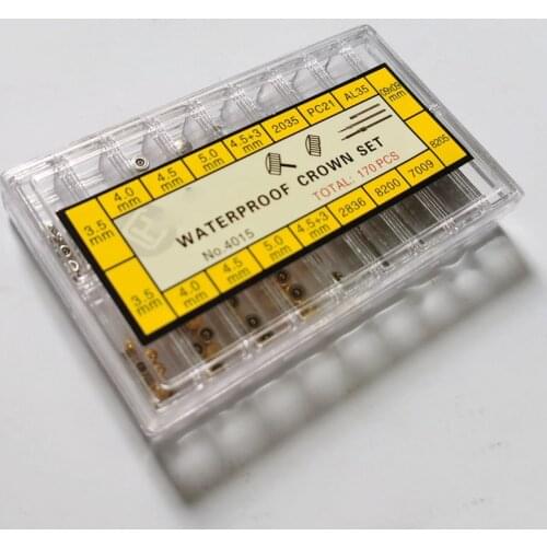 144 Pcs Watch Stem + Watch Crown parts Box Set for Ladies and Quartz watches