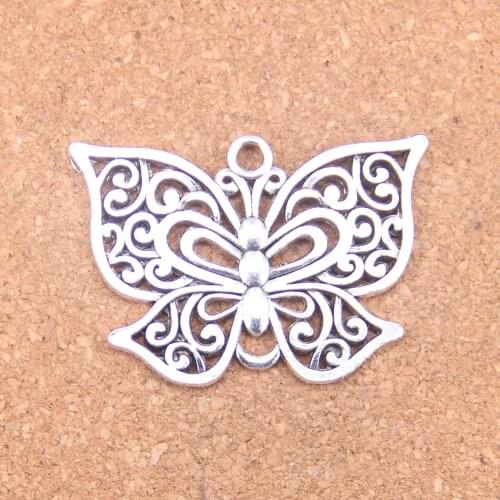 4pcs Charms hollow butterfly 35x50mm Antique Pendants,Vintage Tibetan Silver Jewelry,DIY for bracelet necklace