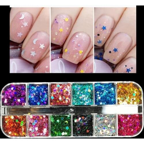 New 3g/bag of 11 Colors Laser Little Star Transparent Bone Bag Nail Sequins Nail Accessories Nail Art Decorations Nail Art