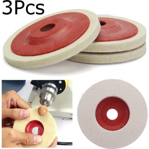 3PCS 4'' 100mm Wool Buffing Angle Wheel Grinder Felt Polishing Disc Pad Set Abrasie Disc