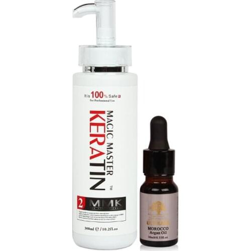 300ML Without Magic Master Keratin Hair Treatment Straighten Damaged Frizzy Hair For Shiny+Free 10ML Argan Oil