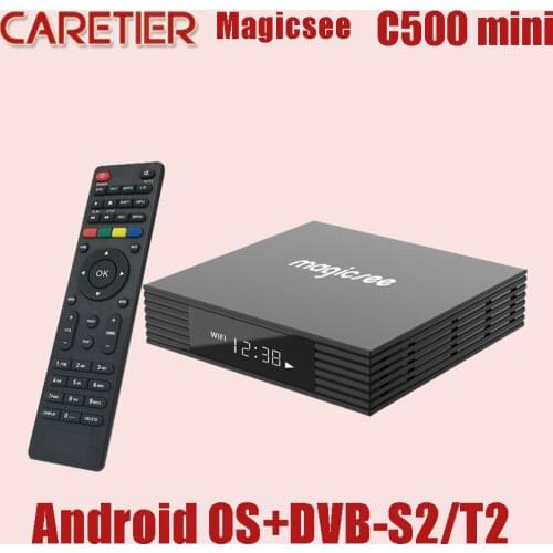 5PCS Magicsee C500 mini Amlogic S905W Android TV Box Digital Satellite Receiver DVB-S2X/S2 DVB T2 Android 4K TVBox For Europe/As