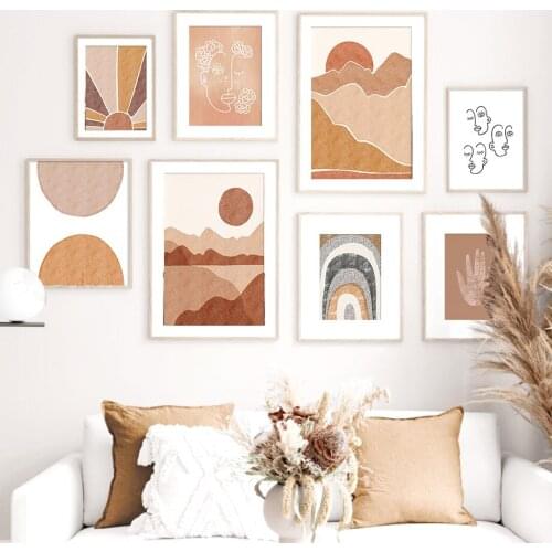 Abstract Minimalist Sun Mountain Door Wall Art Canvas Painting Nordic Posters And Prints Wall Pictures For Living Room Decor