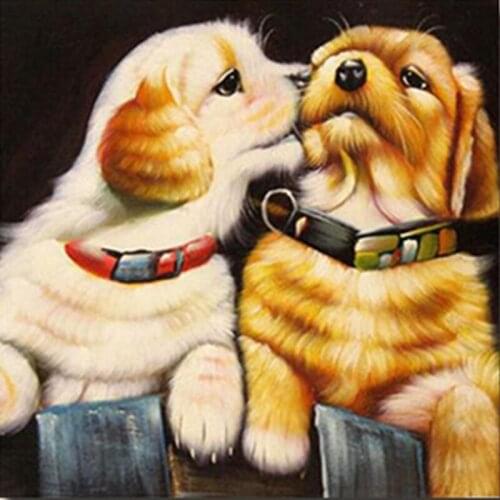 Animal 5D DIY Diamond Painting Two Dogs Diamond Embroidery Cross Stitch Mosaic Crafts Needlework New Year Decoration Stickers