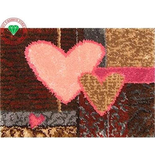 Free Shipping Hook Rug Kit DIY Unfinished Crocheting Yarn Mat Latch Hook Rug Kit Pillows Carpet Set Carpet embroidery Heart Love