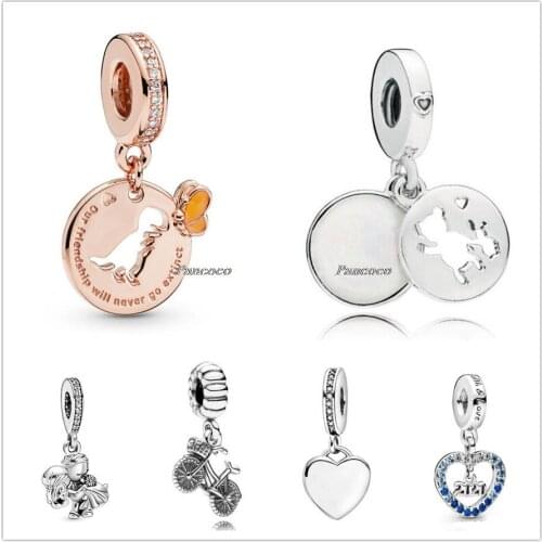 Authentic 925 Sterling Silver Married Couple With Crystal Pendant Charm Bead Fit Pandora Bracelet & Necklace Jewelry