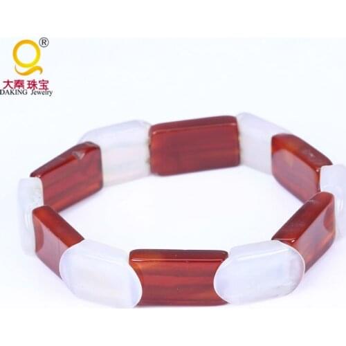 Lucky stone beaded bracelet men and women bracelets jewelry tube shape stone bracelet elastic bracelet bangle