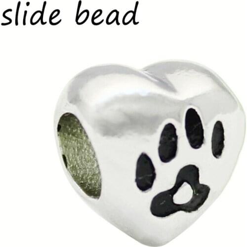 Slide beads Puppy mother heart shaped charm beads fit authentic pandora bracelets jewelry making diy valentines gifts