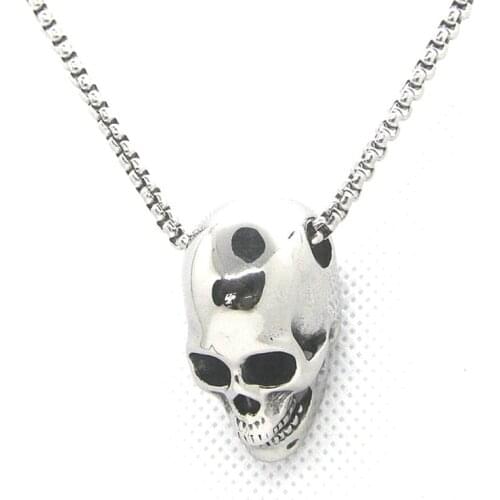 Skull Pendant 316L Stainless Steel Gothic Biker Punk Evil Ghost Skull Necklace 65cm Chain