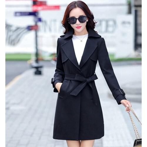 Black Women 2020 Coat Female Spring Autumn European Trench Coat Para As Mulheres Plus Size Women Clothing Windbreaker 4XL