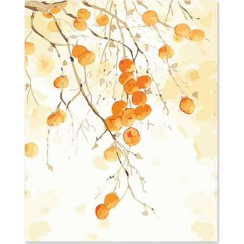 Digital painting frame handmade floral leaves of autumn Diy by numbers hand painted picture