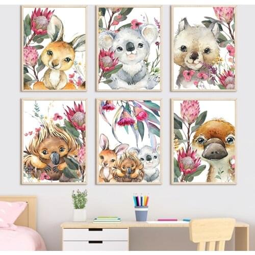 Koala Deer Bear Platypus Baby Gift Nursery Wall Art Canvas Painting Nordic Posters And Prints Wall Pictures For Kids Room Decor