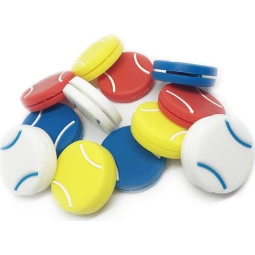 POWERTI 10 pcs/pack Tennis Racket Dampener- Flat Ball Round Silicone Tennis Ball Machine Accessories