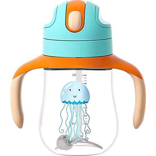 Childrens Cups Baby Drink Learning Cup Cup with Straw Water Cup Baby Drinking Cup Handle Cute Water Bottle Milk Bottle