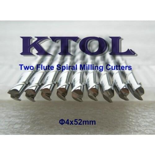 Long! 4X52mm Spiral Two Flute Milling Cutter, Woodworking Tools for Router Cutting Milling Machine, Carbide CNC End Mill Bit Set