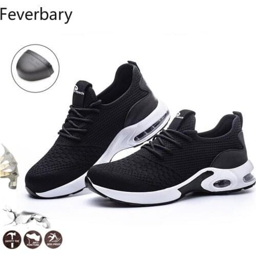 Feverbary Men Steel Toe Cap Safety Shoes Anti Smashing Puncture Resistant Work Boots Women Outdoor Trainer Lightweight Sneakers