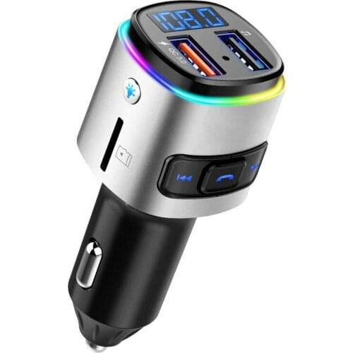 FM transmitter U disk lossless music player car mp3 player Bluetooth handsfree calling QC3.0 car charger atmosphere lights