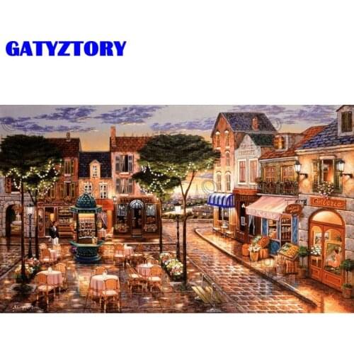 GATYZTORY Fruit Shop Town DIYOil Painting Art Gift Pictures By Number Canvas Food Home Decoration For Unique Gift 40x50cm