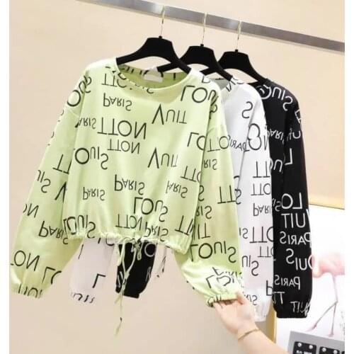 Long Sleeve Cotton Girl Letter Print T Shirt Fashion Pullover Tops Teens Kids 4 6 8 10 12 14Years Clothes Childrens Sweatshirt