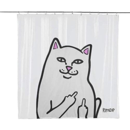 Creative cartoon cat simple art dog bath shower curtain windproof bathroom layout home decoration